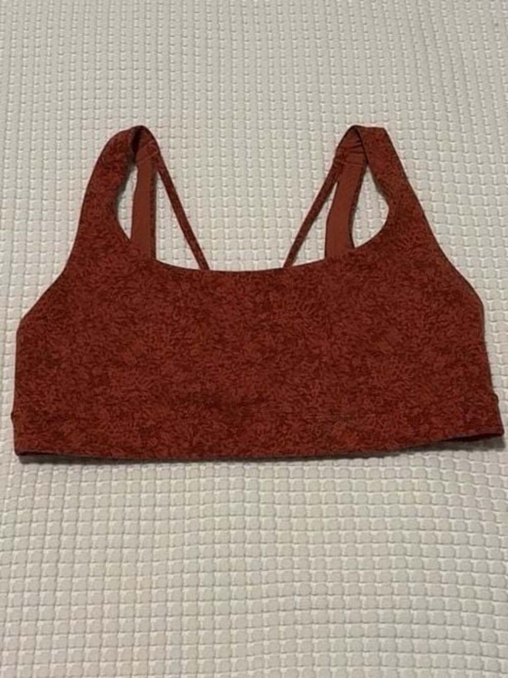 Athleta Exhale Printed Bra in Rust Floral, Size Medium